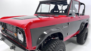 OMF Carbon Fiber Classic Bronco from three-quarter front