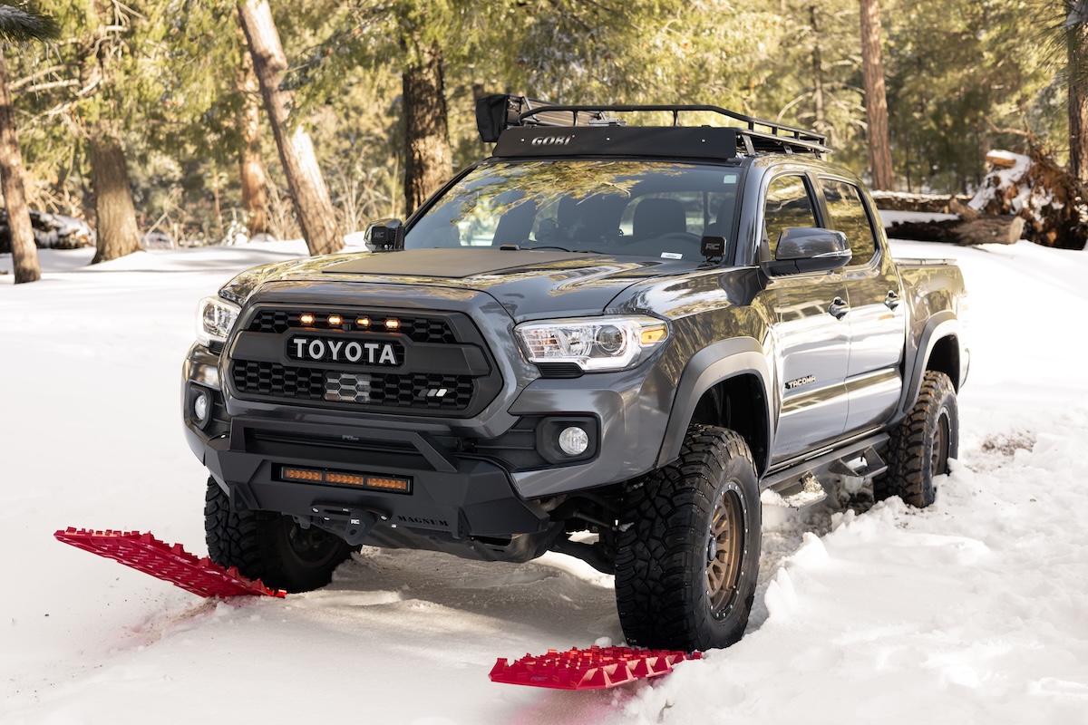off-road bumpers cyc engineering silver tacoma in snow