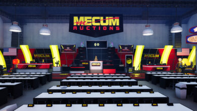 Scene of Mecum virtual auction in Fortnite