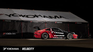 Yokohama Tire ADVAN car in front of tent