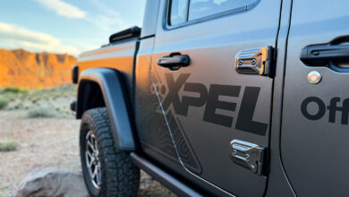 Closeup of the side of XPEL Jeep Gladiator Shadow Ops