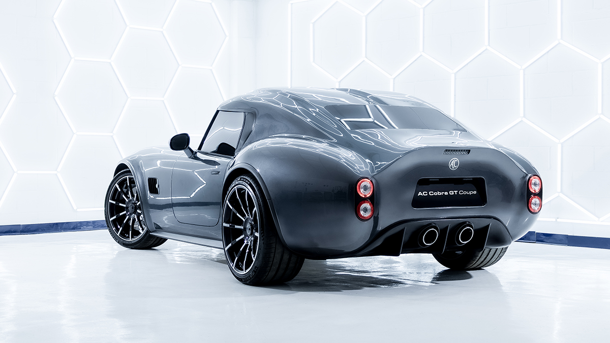 AC Cobra GT Coupe three-quarter view from rear