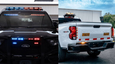Code3 and SoundOff lighting mounted to trucks