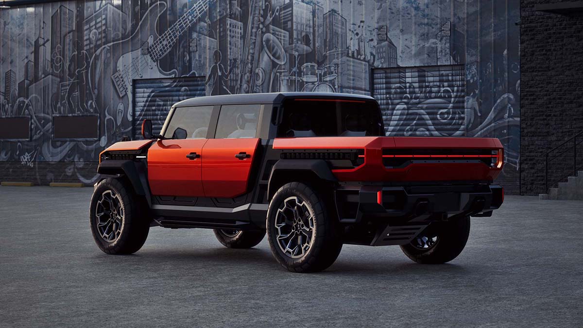 GMC HUMMER HX Truck from rear three-quarter view