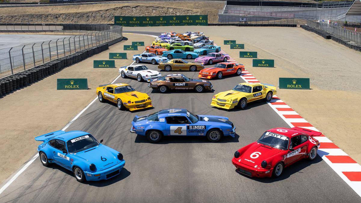 IROC cars on WeatherTech Raceway Laguna Seca for the Rolex Monterey Motorsports Reunion