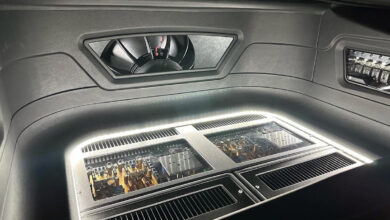 Trunk with custom, fabricated sound system
