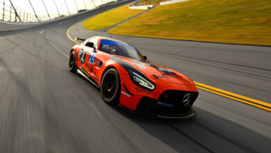 P1 Motor Club race car on track