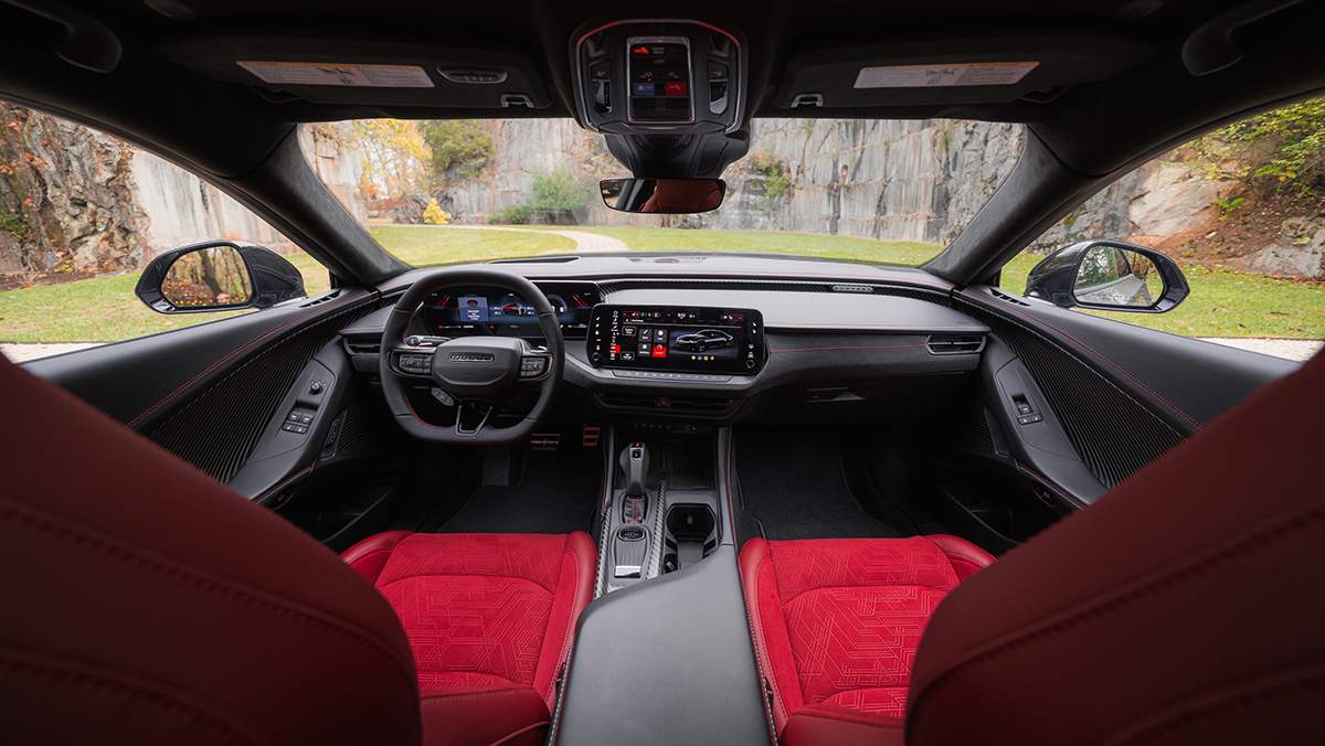 SIXPACK-powered 2027 Dodge Charger Scat Pack with Demonic Red seats.