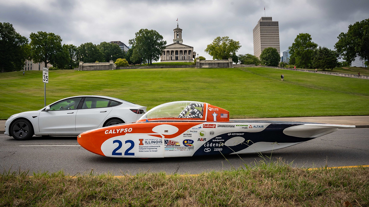 The University of Illinois' solar car Calypso - No. 22 - on road