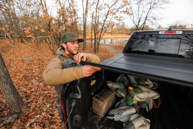 tonneau leer duck hunter by open cover rear of truck