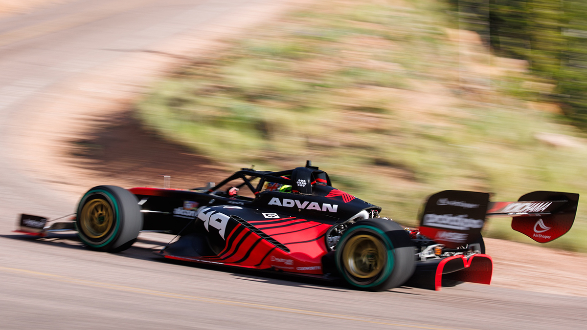 Yokohama Tire-sponsored Robin Shute racing at 2026 Pikes Peak