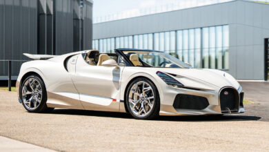 The final Bugatti W16 Mistral three-quarter front view