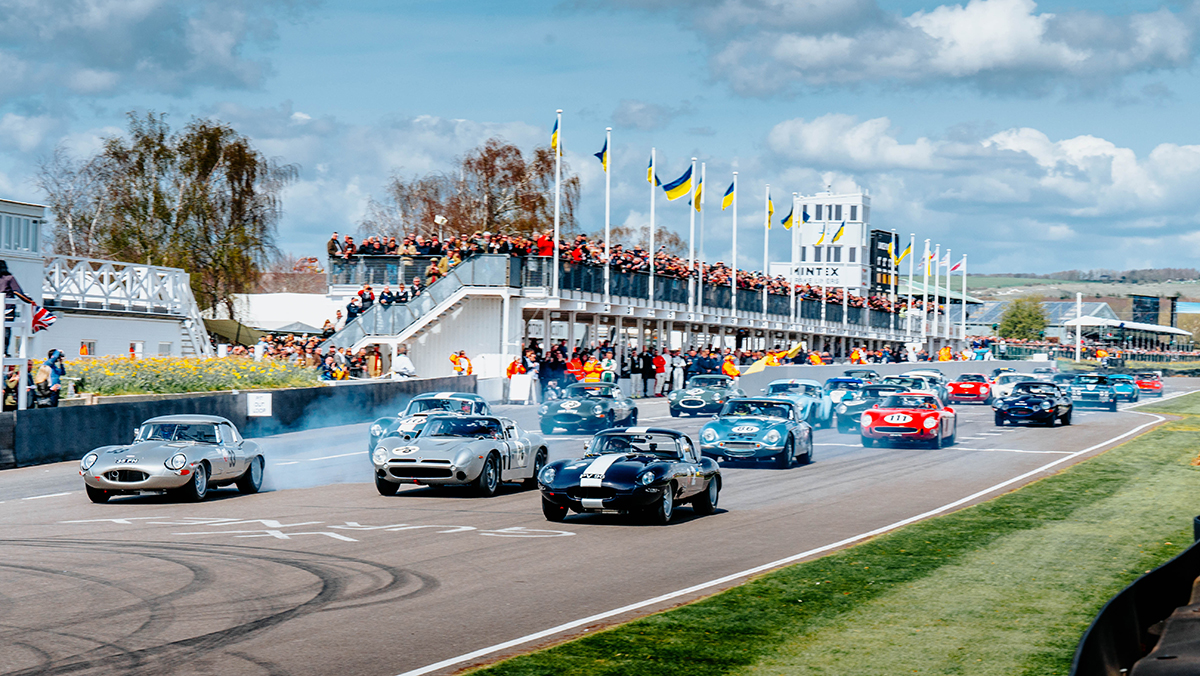 Race cars on track at Goodwood