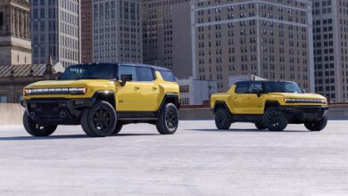 Pack shot of GMC HUMMER EV ICON | 25 PICKUP and SUV. Preproduction models shown.