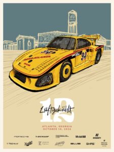 Porsche Luftgekühlt 12 poster gold and black Porsche illustration