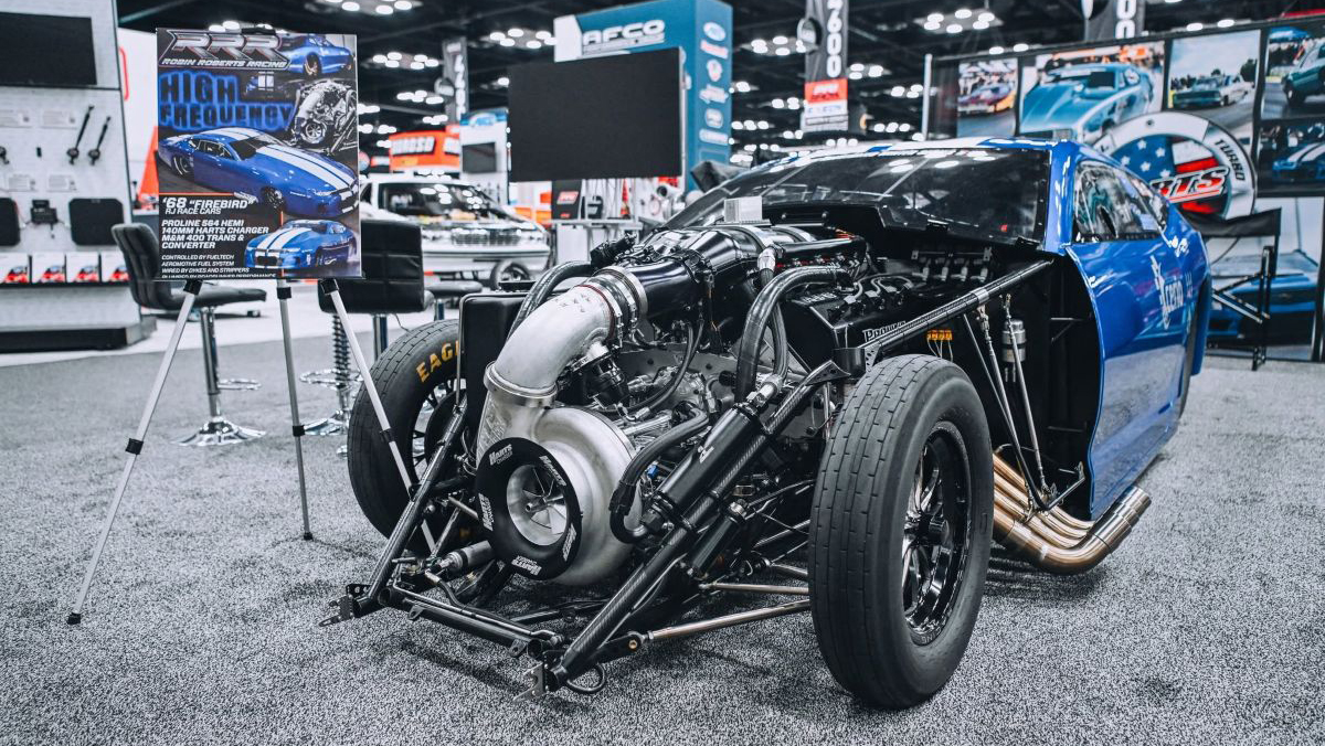 Exposed engine of 1968 Firebird at PRI Show 2025