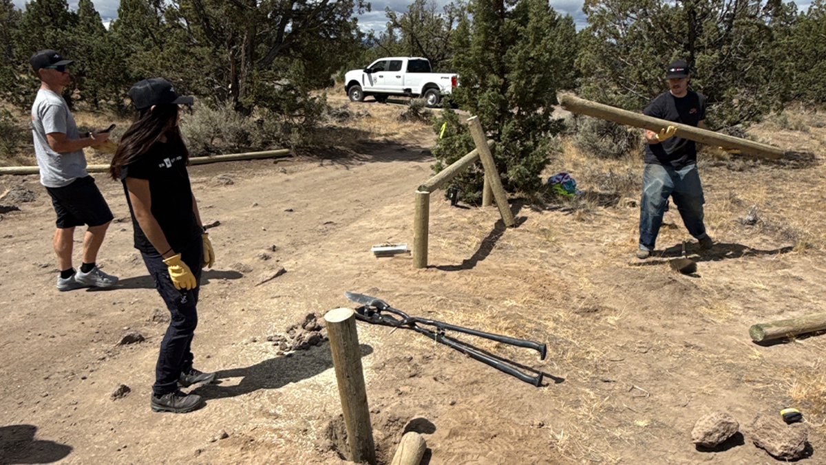 People restoring trail