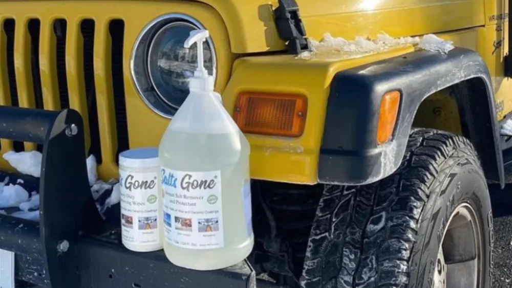 Salts Gone products on bumber of yellow jeep