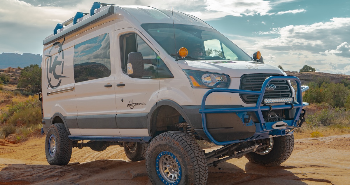 Shocks van compass offroad tan van in action