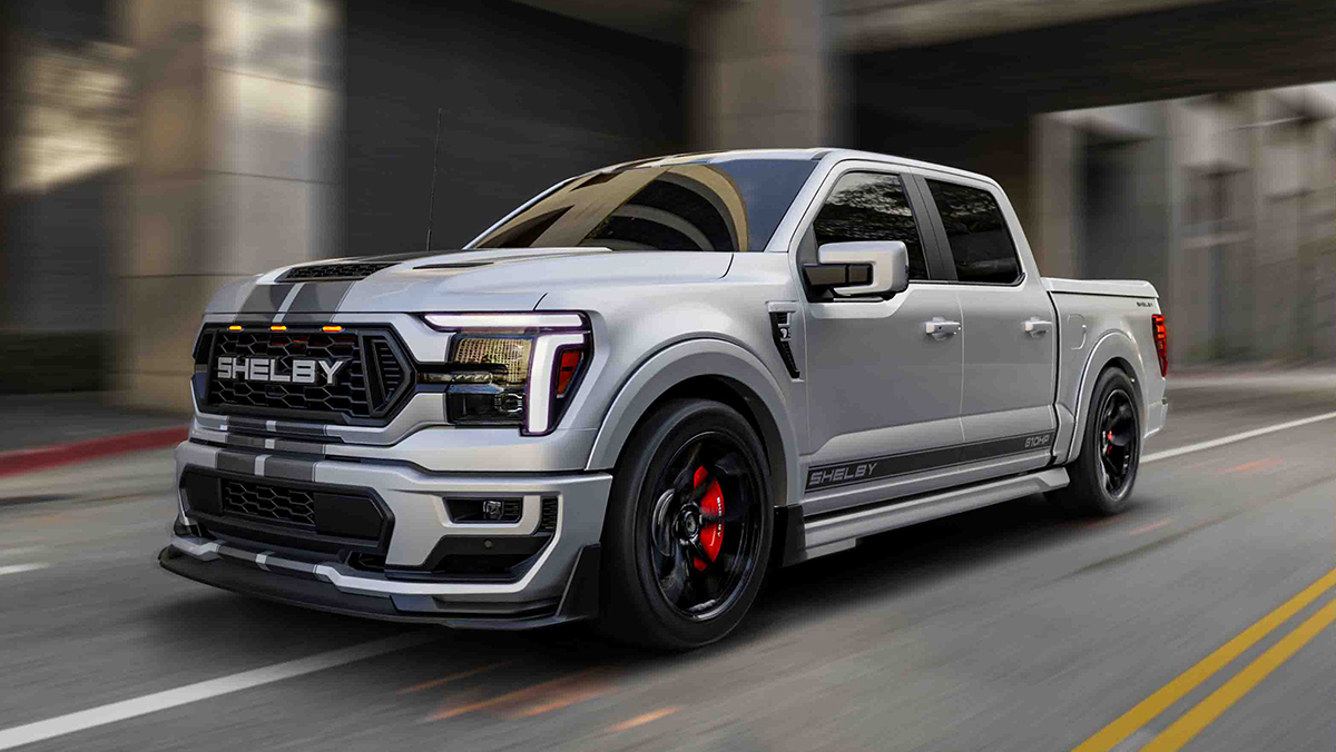Silver Shelby F-150 Super Snake SuperCrew driving on road