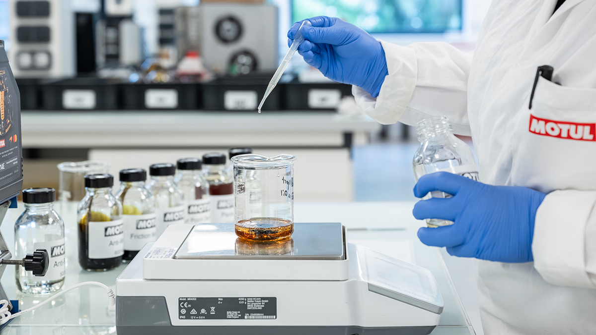 Person in lab testing new motor oils