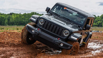 Jeep driving through muddy clay