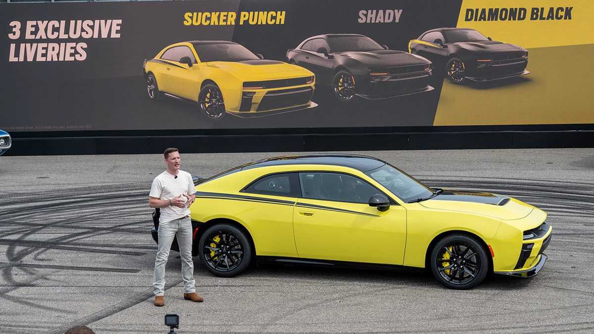 Dodge CEO Matt McAlear with 2027 Dodge Charger Super Bee Launch Edition