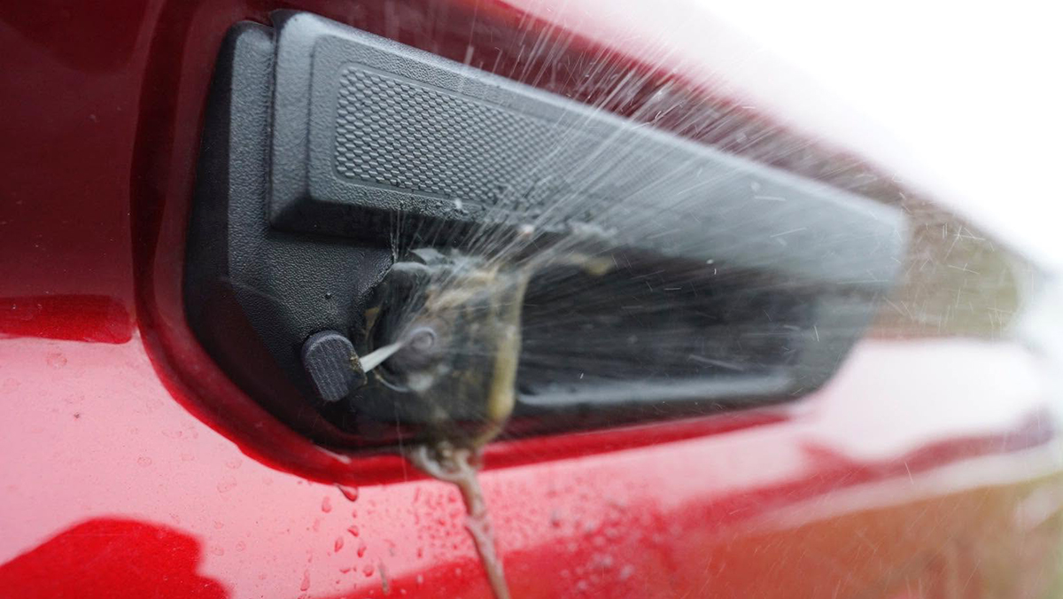 ClearVU spraying rear camera to clean it