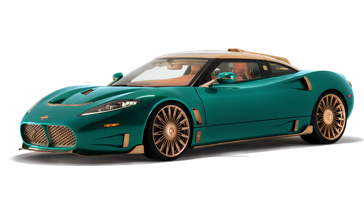 The Spyker C8 Preliator XXV Coupé on a white background