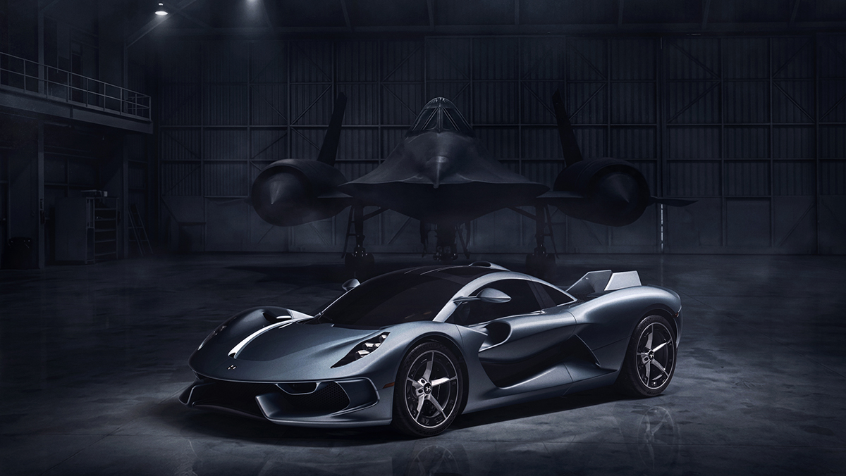 Hennessey Blackbird in hangar with Lockheed SR-71 Blackbird