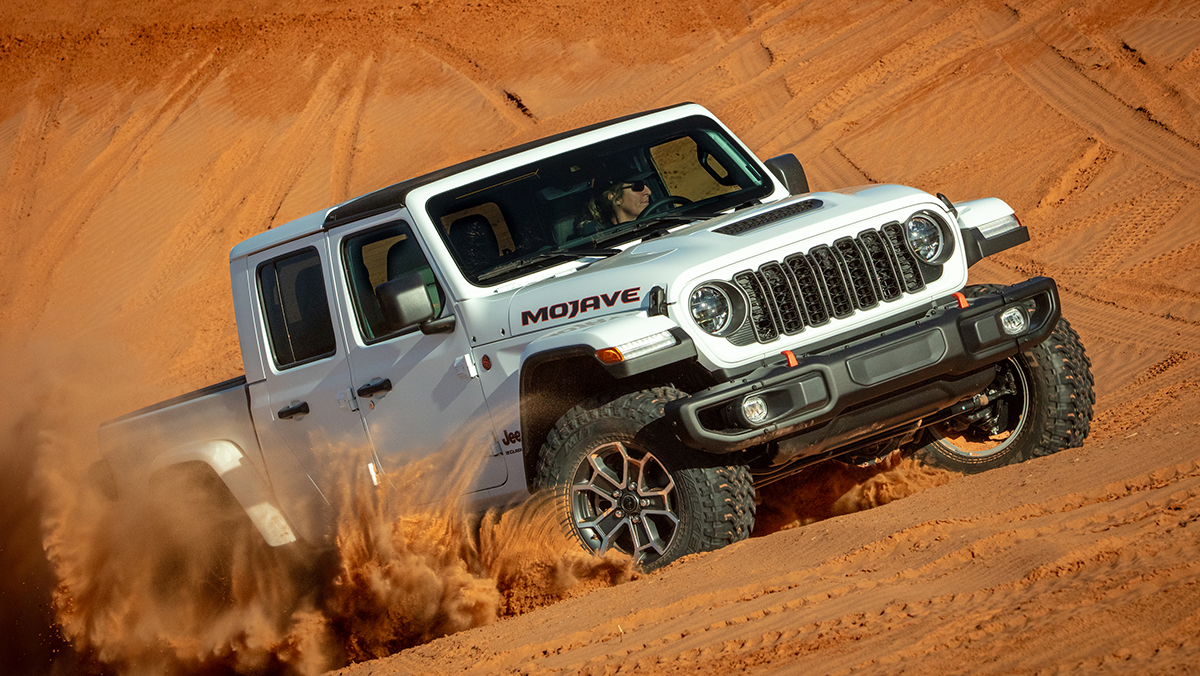 Jeep Gladiator Mojave driving through desert
