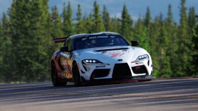 Road Racing Yokohama road race car in action at Pikes Peak