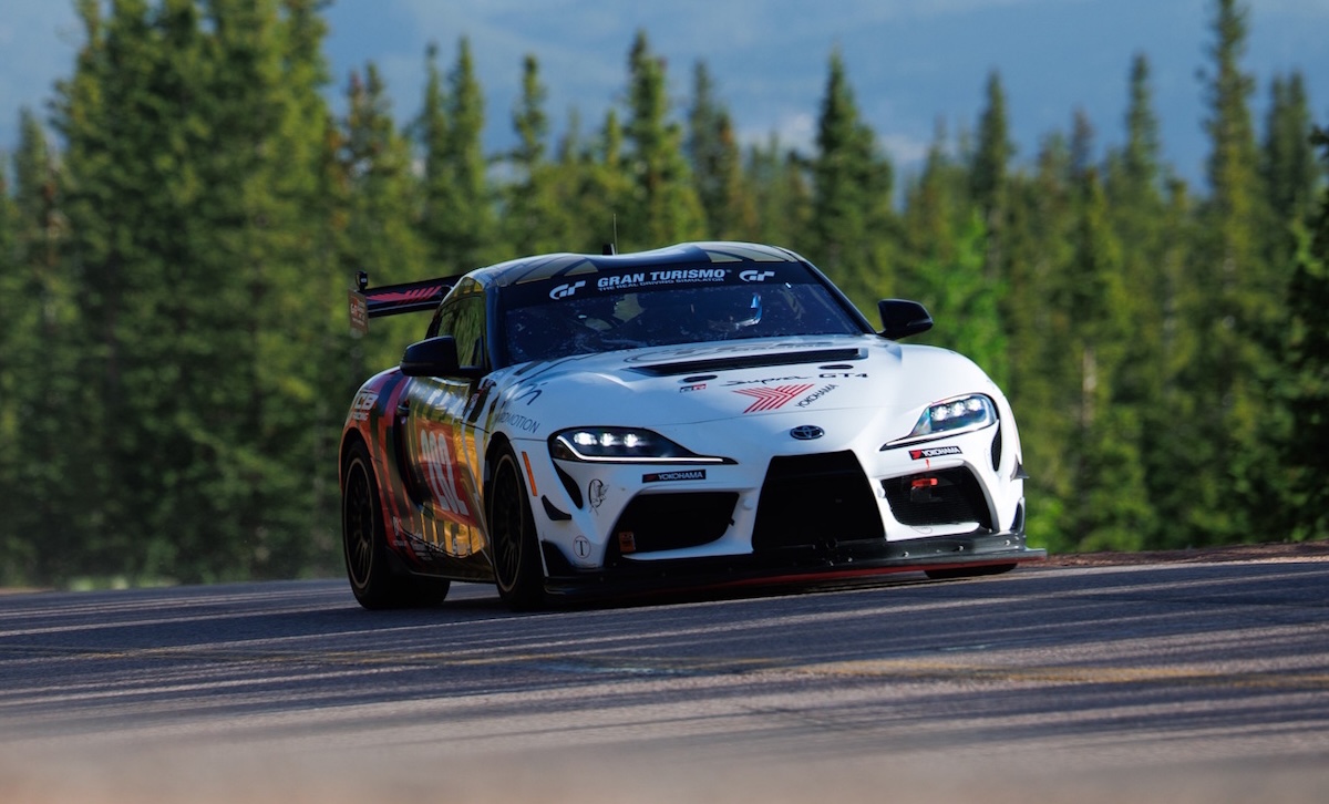 Road Racing Yokohama road race car in action at Pikes Peak