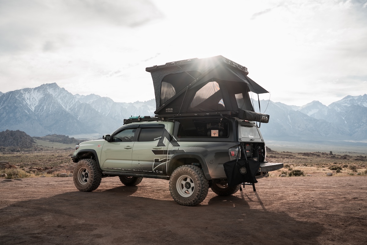 rooftop tents ovs tent raised on pickup with sun