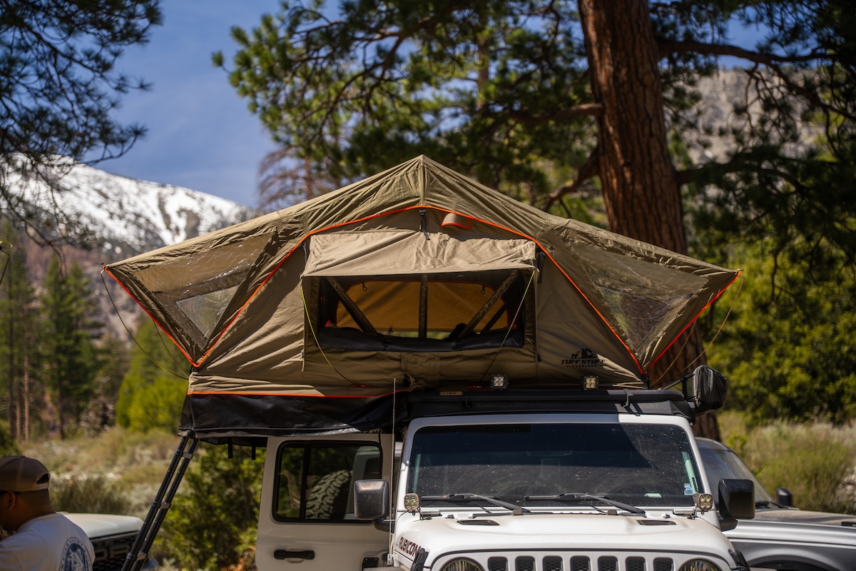 rooftop tents tuff stuff overland raised on jeep in woods