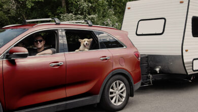 Car towing camper