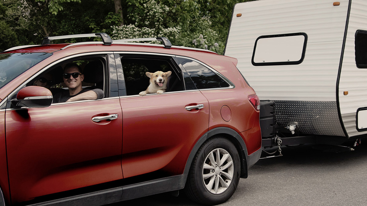 Car towing camper