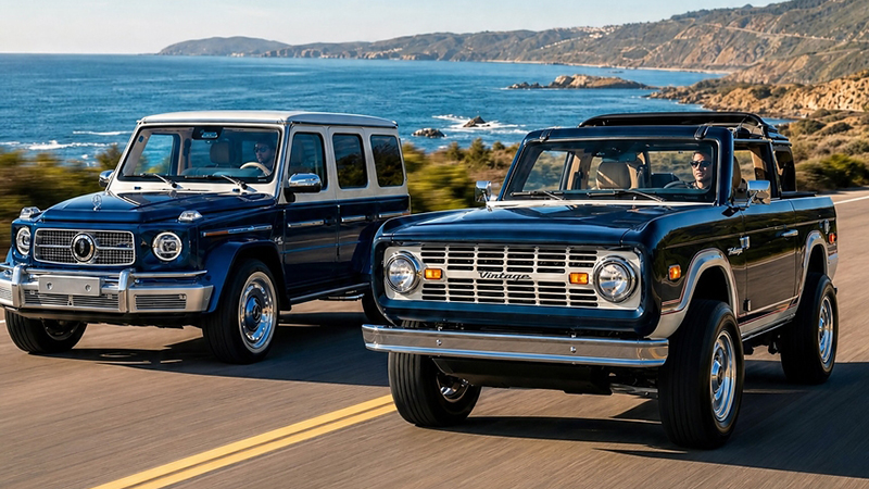Vintage Modern Classic Modern truck and Vintage G Wagon