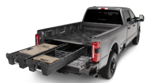toolboxes cargo carriers decked extended cargo system in black truck bed