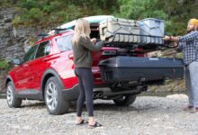 toolboxes cargo carriers yakima couple loads cargo solutions on back of red suv