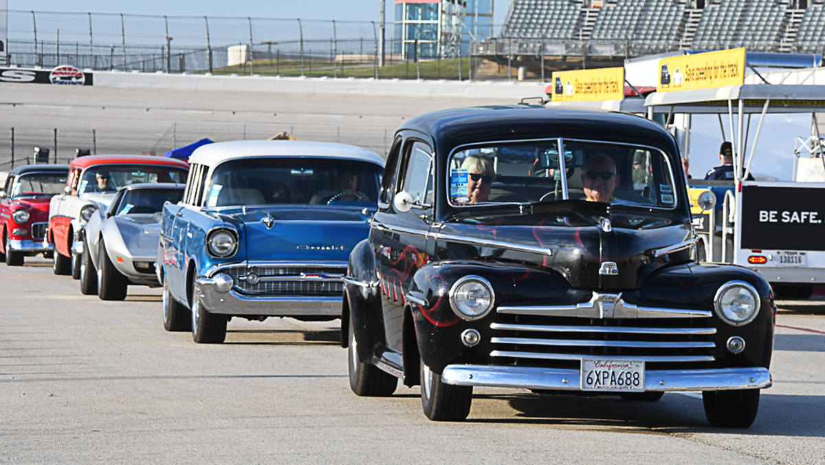 Classic car parade at Lone Star Nationals in Fort Worth