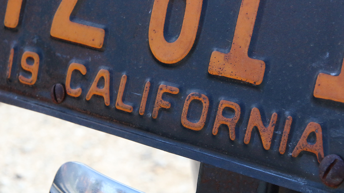 Closeup of California license plate