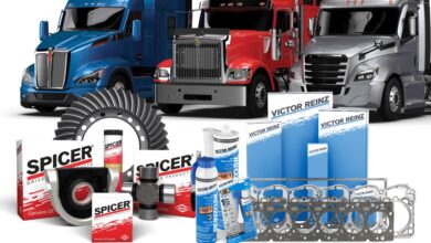 dana vipar graphic with drivetrain components in front of semis