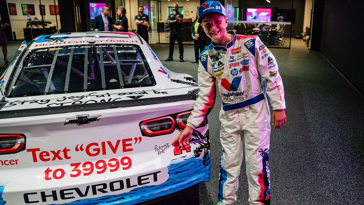 Palmer Goforth’s artwork has been transformed into a custom paint scheme for William Byron’s No. 24 Valvoline Chevrolet.