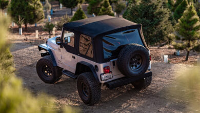 Jeep with soft top from above
