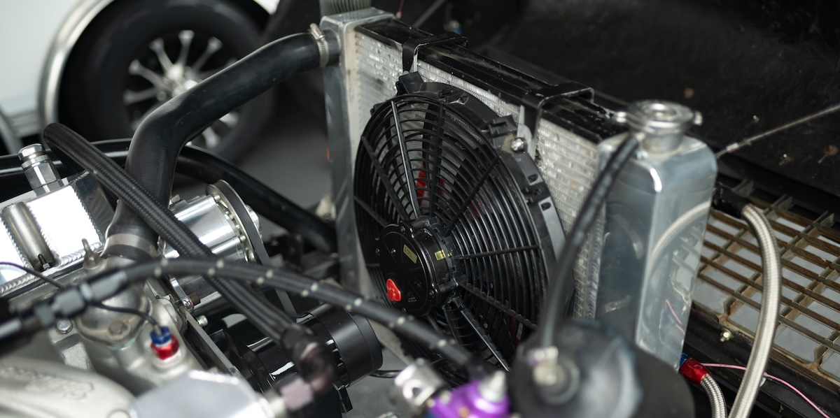 performance cooling maradyne high performance fan and radiator installed hood open