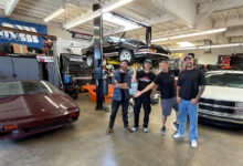 The builders and their cars for the "RADwood Build Challenge" series
