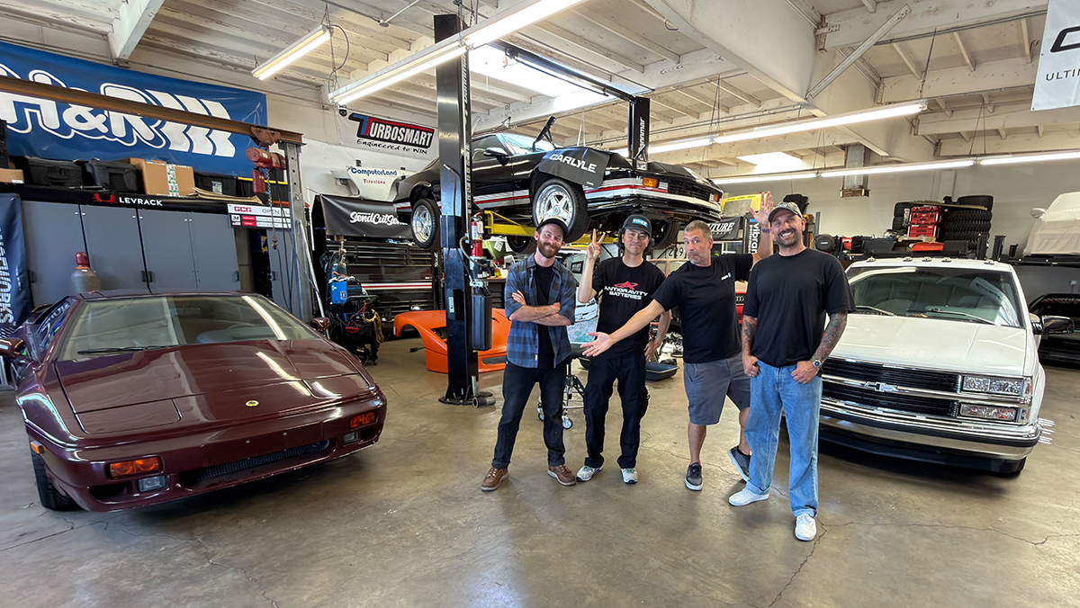The builders and their cars for the "RADwood Build Challenge" series