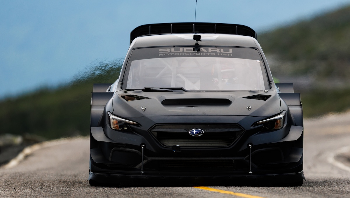 Subaru Motorsports WRX Project Midnight front view black on road