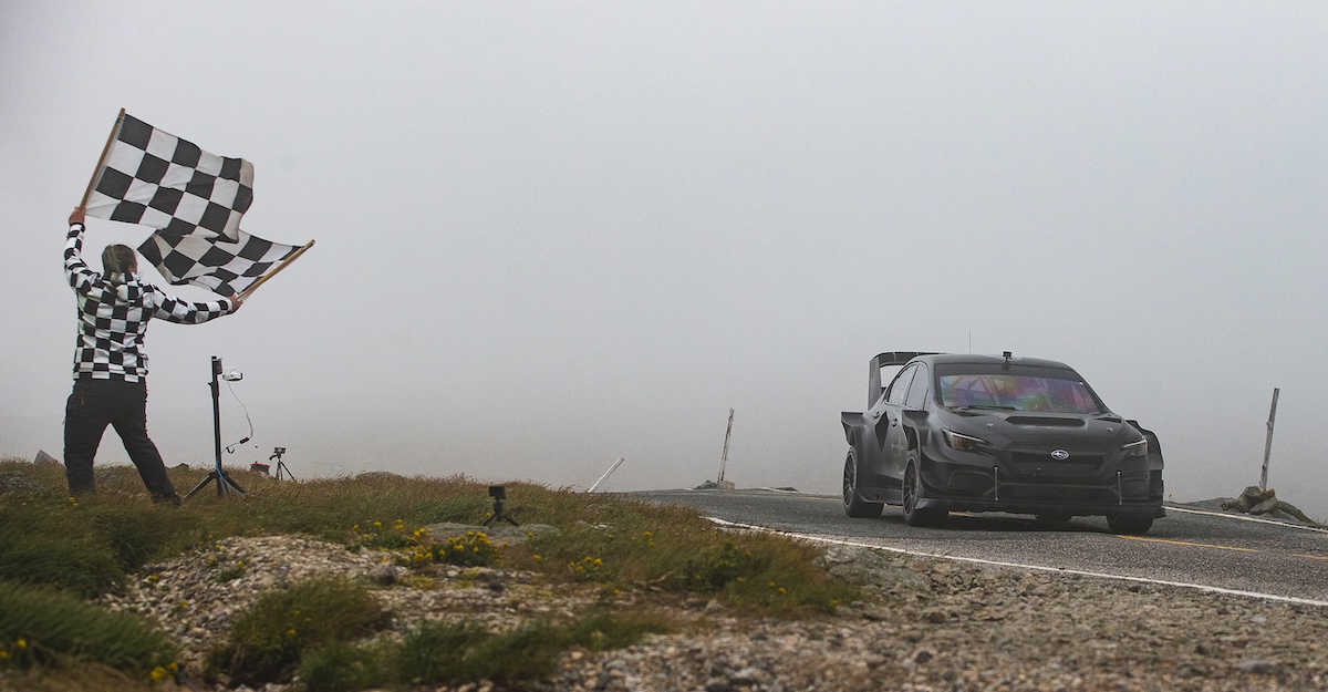 Subaru Motorsports WRX Midnight takes checkered flag atop Mt Washington Hillclimb in foggy weather